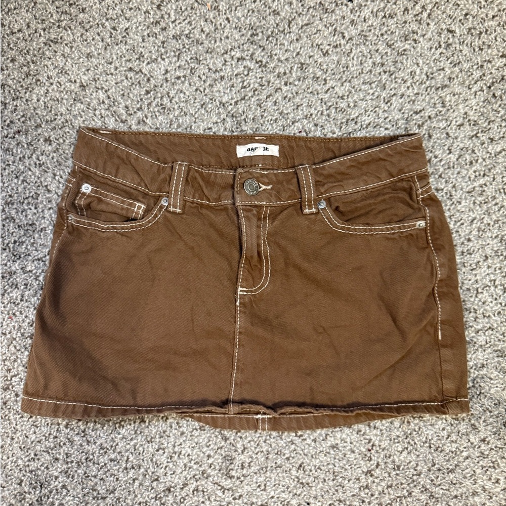 Garage Brown Denim Mini Skirt
